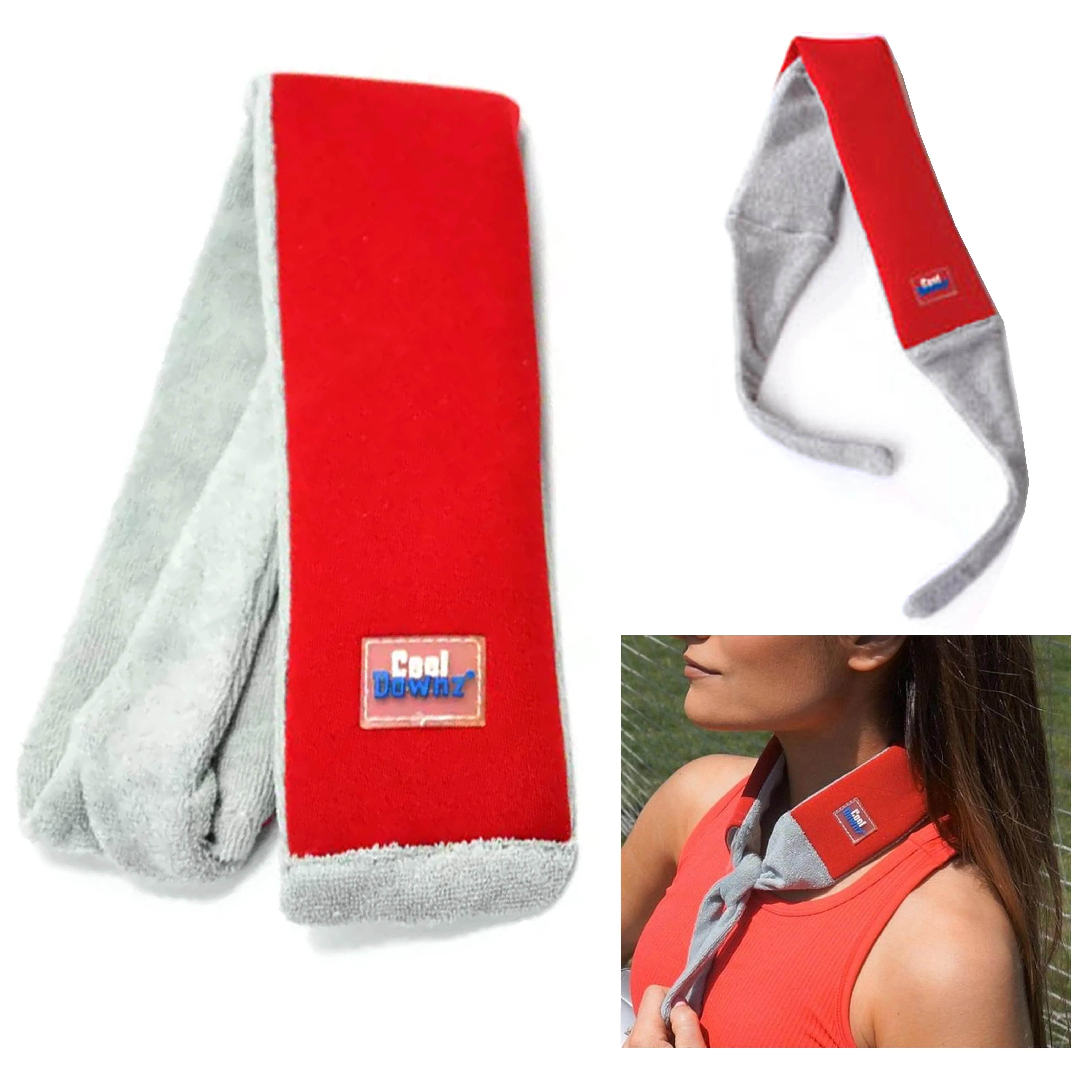 2 Freeze Gel Ice Pack Icy Wrap Cooling Towel Bandana Headband Head Neck Cold Pad