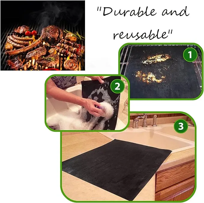 5pcs Oven Liners BBQ Mats for Gas Grill Reusable Oven Liners for Bottom of Oven Oven Mats for Bottom of Oven Oven Liners for Bottom of Fan Assisted Ovens Washable(Black)