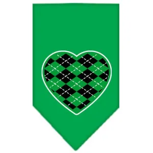 Argyle Heart Green Screen Print Bandana Emerald Green Large