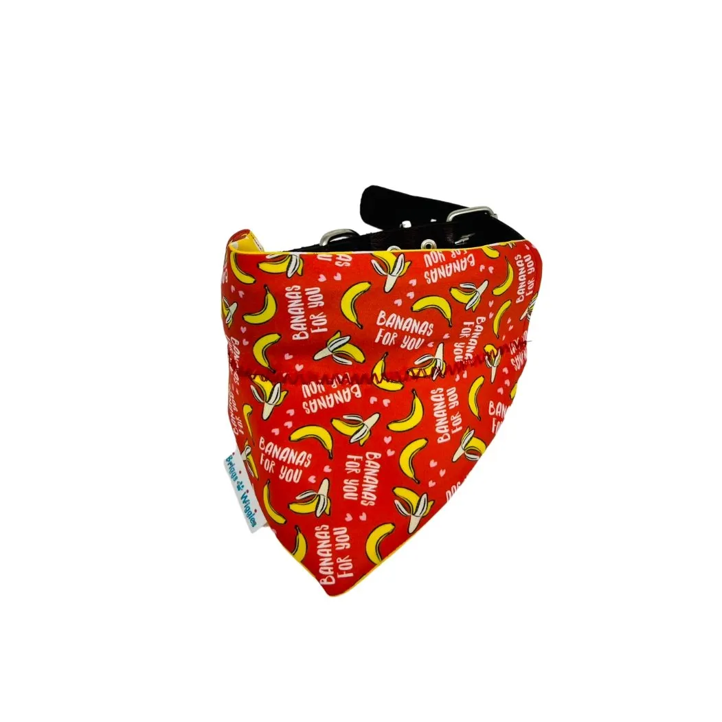 Bananas For You Dog Bandana - Reversible, Funny and Handmade