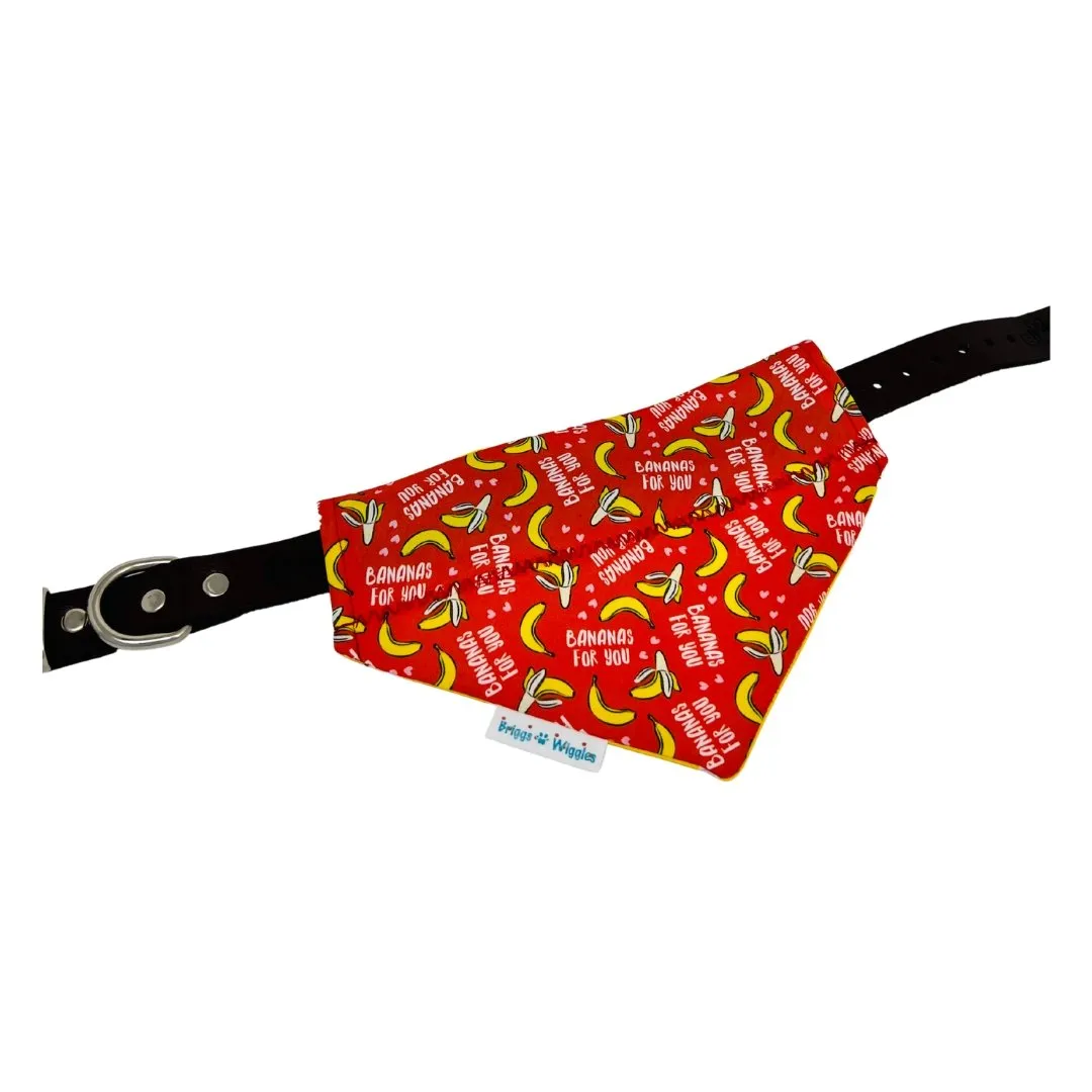 Bananas For You Dog Bandana - Reversible, Funny and Handmade