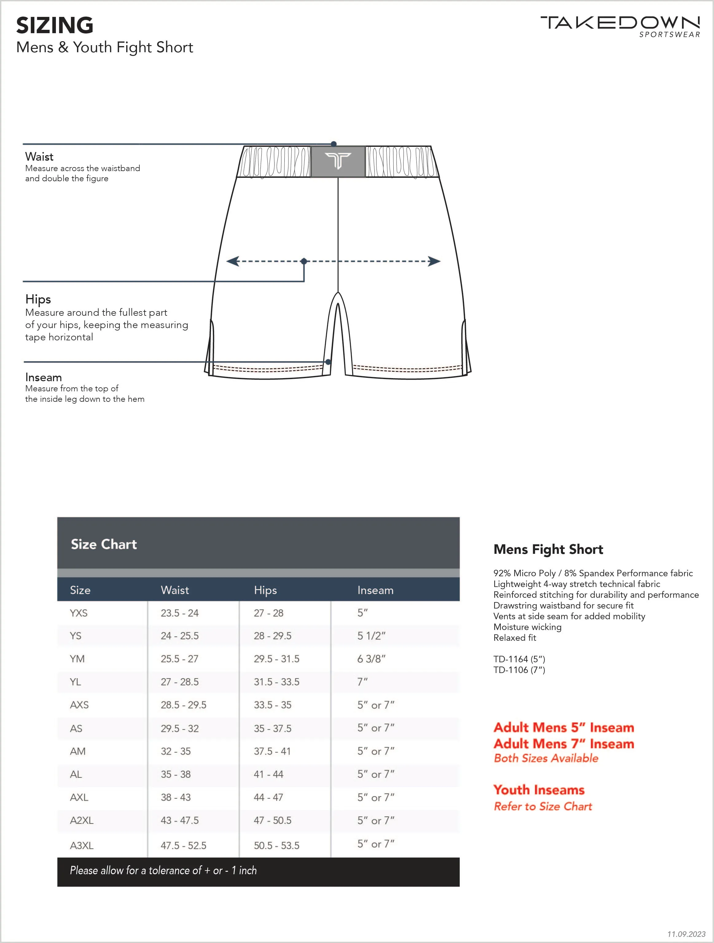 Bandana Fight Shorts (5"&7“ Inseam) - Blue