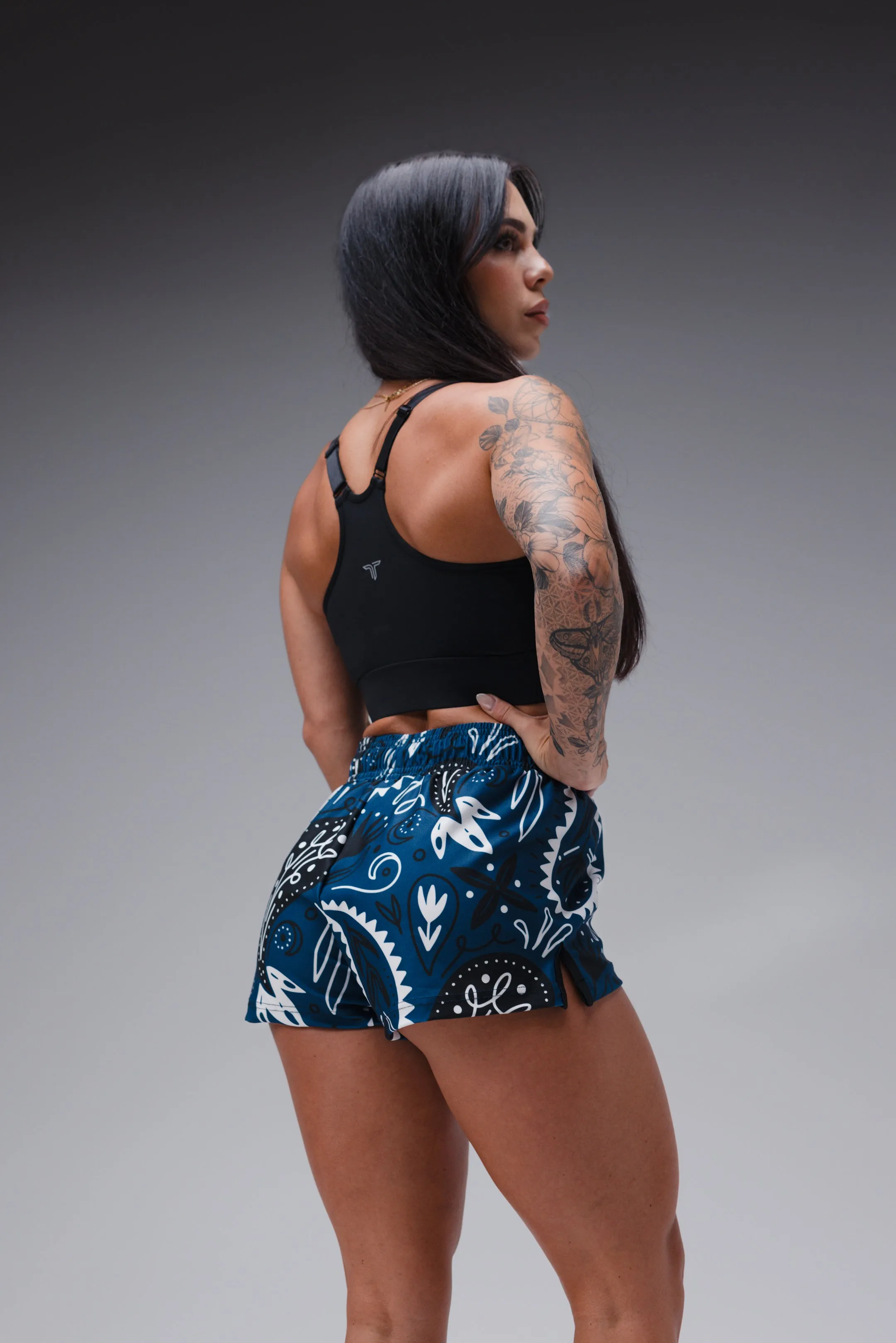 Bandana Women's Fight Shorts (3" Inseam) - Blue