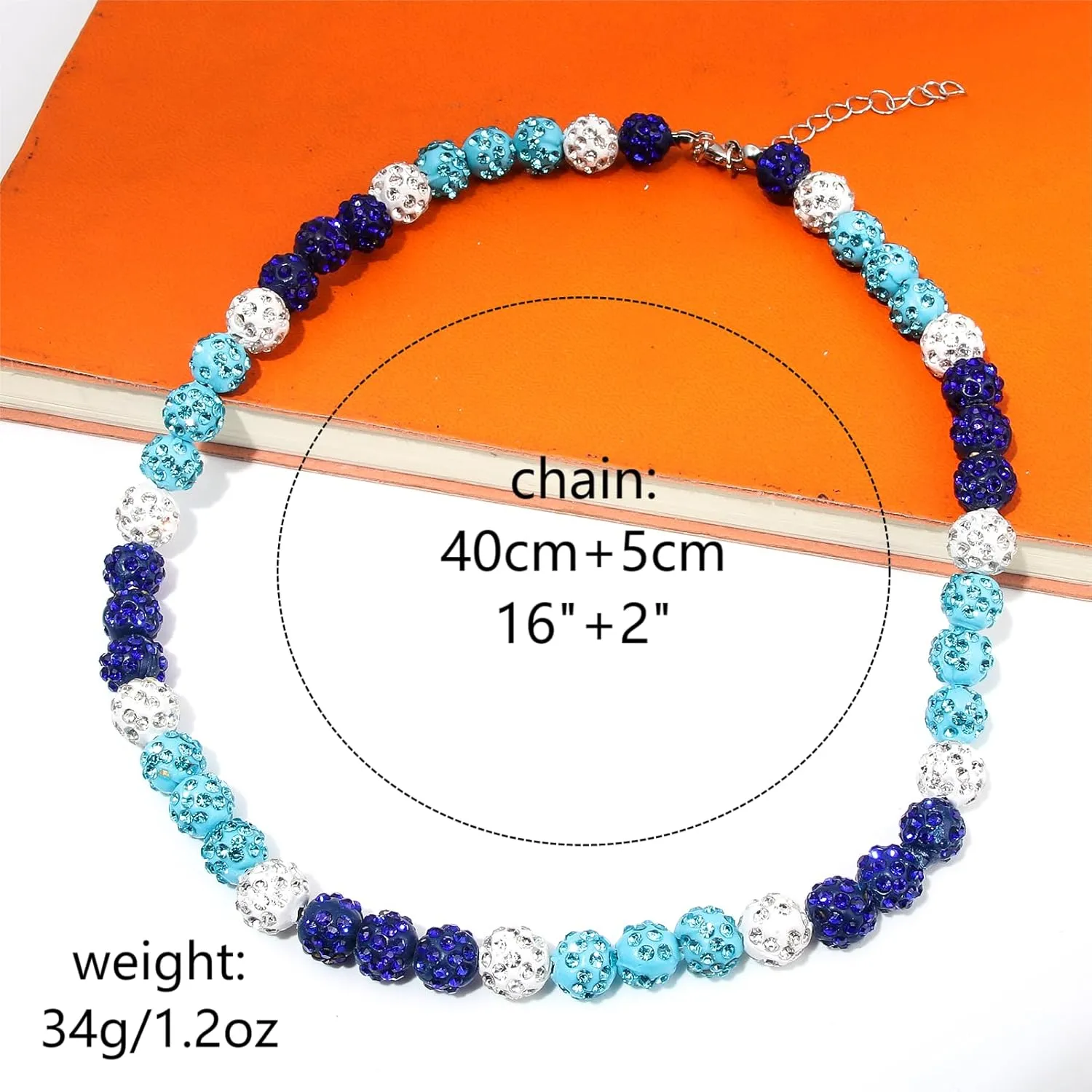 Baseball Necklace - Rhinestone Baseball Necklace - 16" / 18" Ice Collection Bling Beaded Chain - Baseball Accessories for Men Women and Baseballer