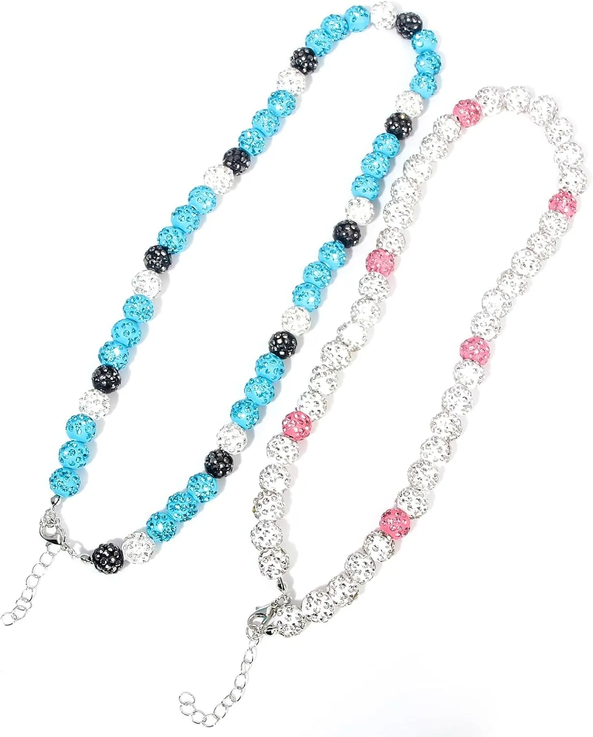 Baseball Necklace - Rhinestone Baseball Necklace - 16" / 18" Ice Collection Bling Beaded Chain - Baseball Accessories for Men Women and Baseballer