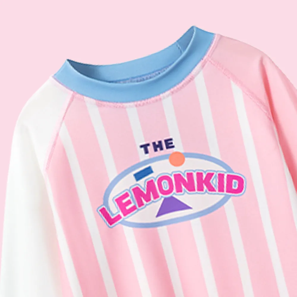 Bold Stripes Swimsuit for Girl- 2Pcs (UPF 50 &A) - Pink