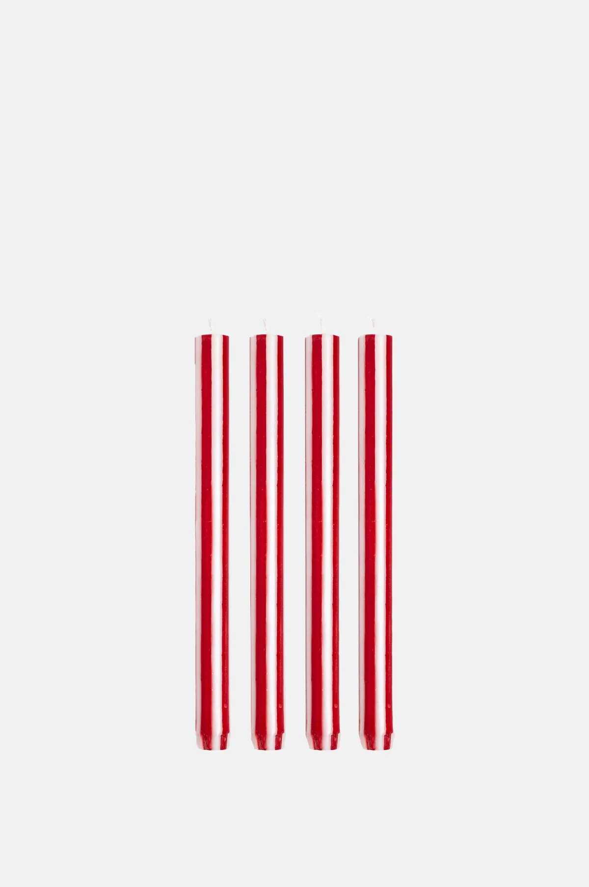Bright Red/White Dinner Candles Set of 4