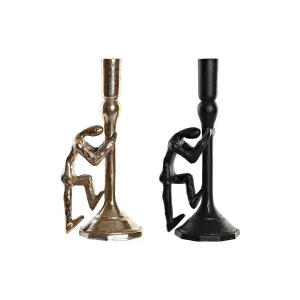 Candle Holder Dkd Home Decor 12 x 10 x 27 Cm Champagne Black Aluminium Modern 2 Units
