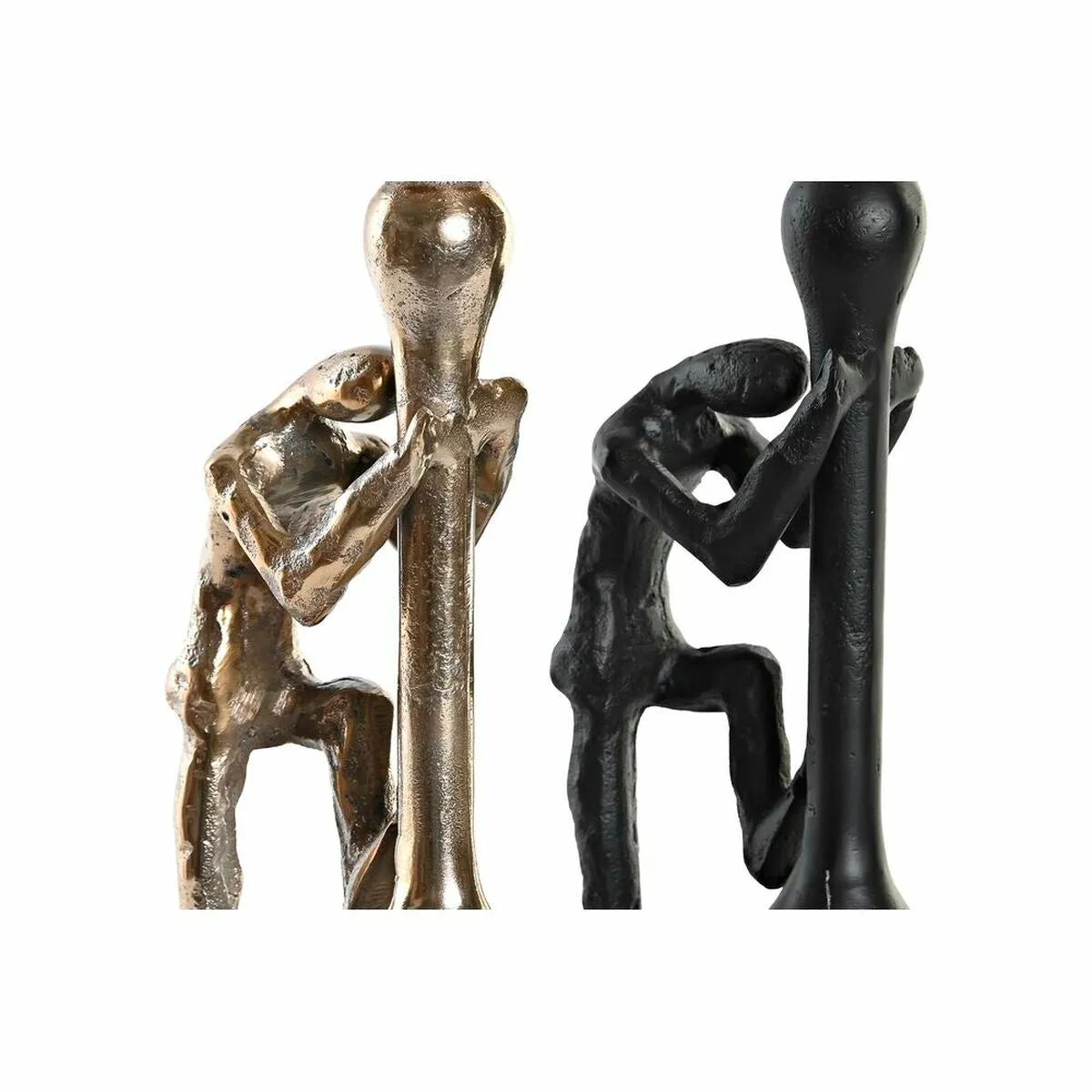 Candle Holder Dkd Home Decor 12 x 10 x 27 Cm Champagne Black Aluminium Modern 2 Units
