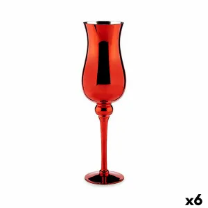 Candleholder Crystal Red 13.5 x 4.5 x 13.5 Cm 6 Units
