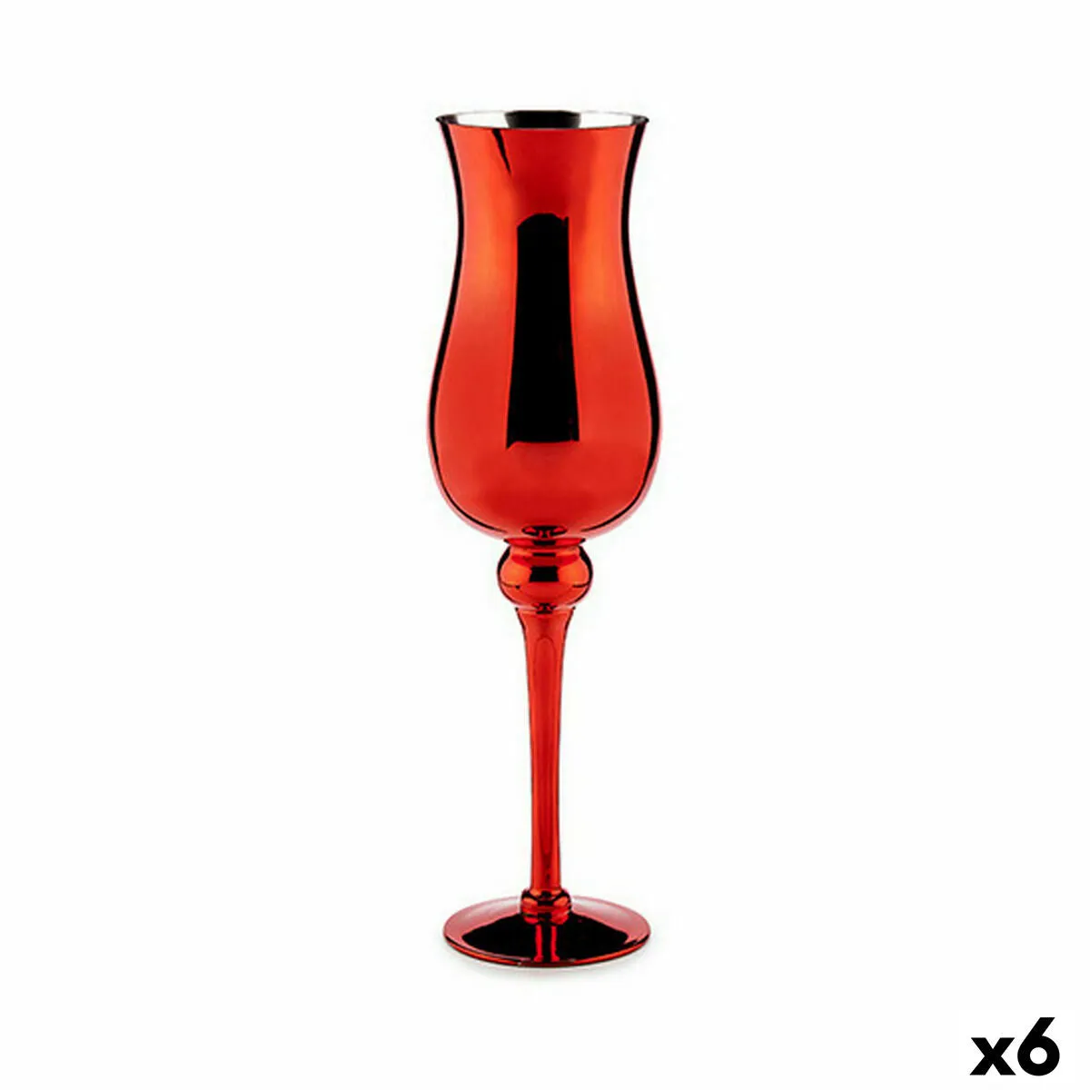 Candleholder Crystal Red 13.5 x 4.5 x 13.5 Cm 6 Units