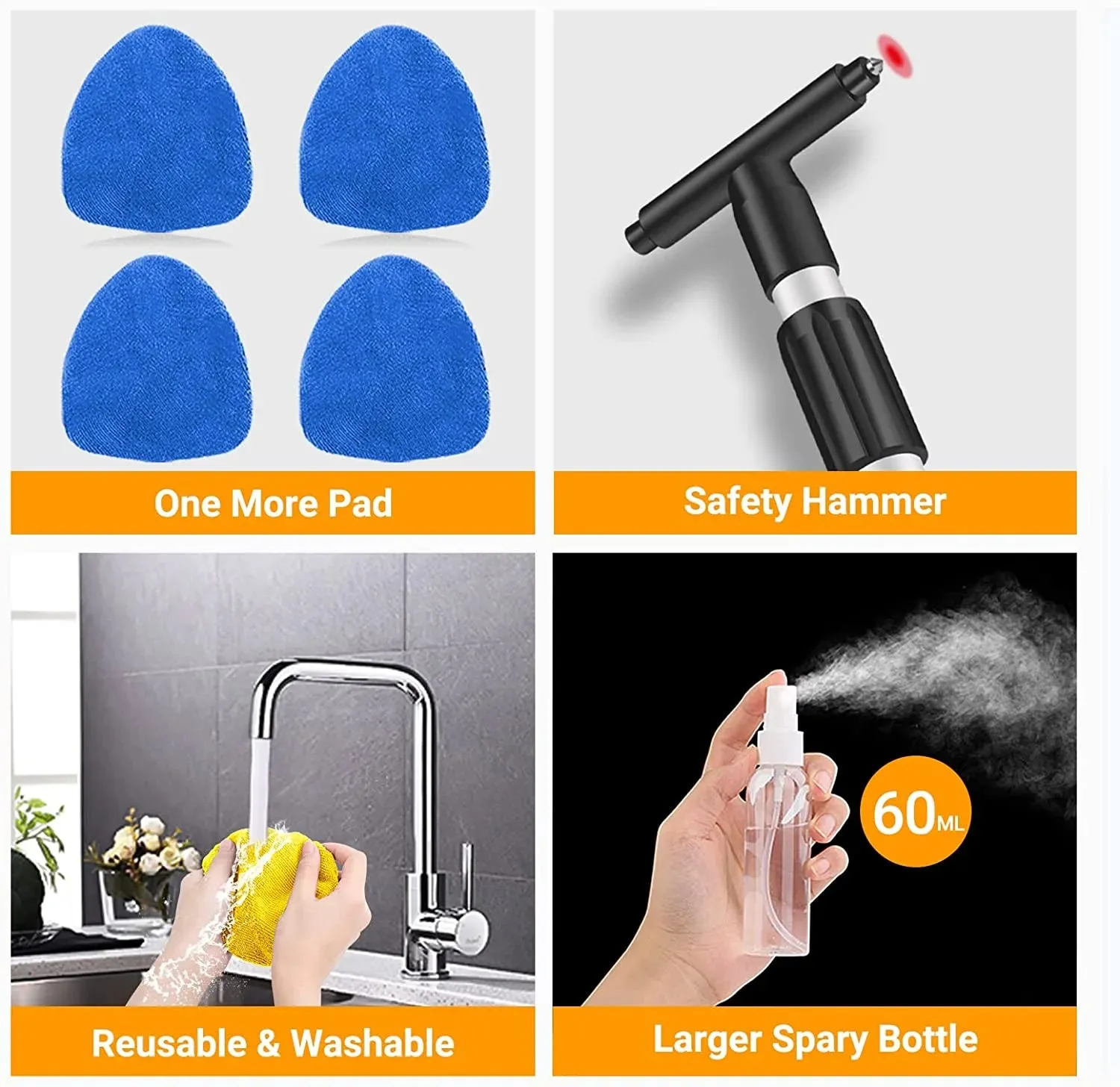Car Wash Brush, Windshield Cleaner Wand, Glass Cleaning Mop Kit, Handle Cleaner Tool with Spray Bottle for Car Window, Blue, for Gift
