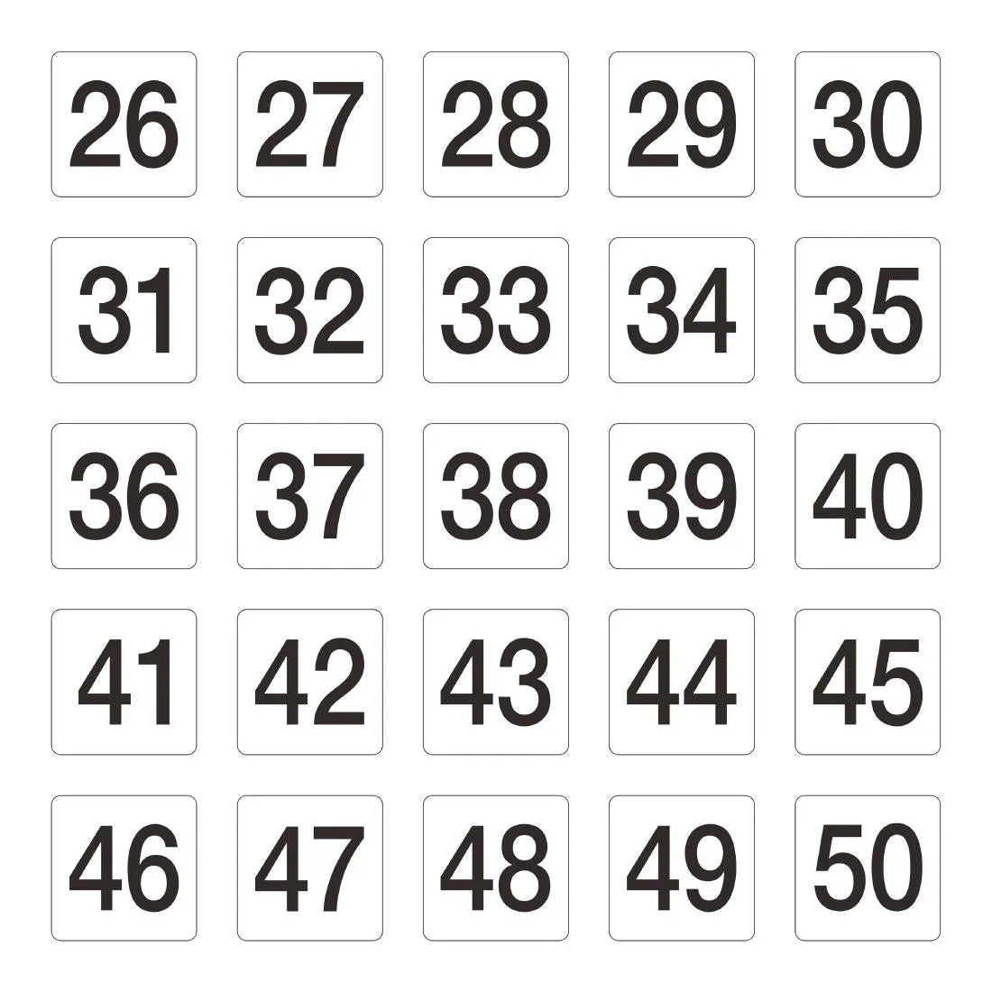 GB629 Plastic Table Number Inserts 1-50
