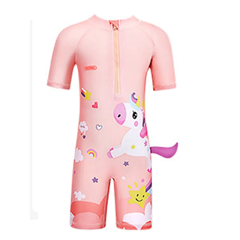Little Surprise Box 3d Tail Peach Unicorn Swimwear for Toddlers & Kids with UPF 50 