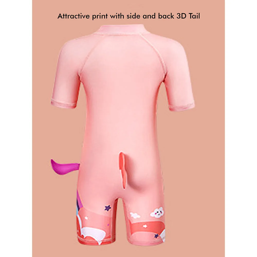 Little Surprise Box 3d Tail Peach Unicorn Swimwear for Toddlers & Kids with UPF 50 