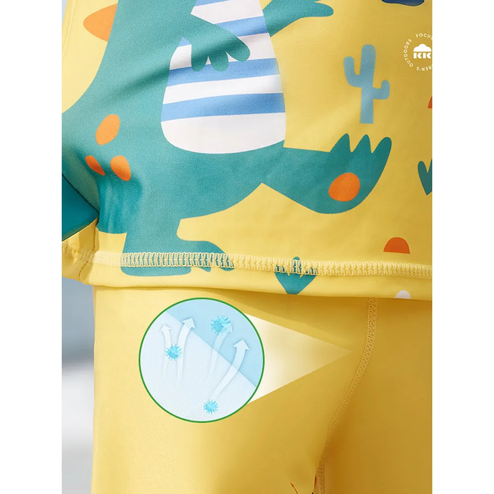 Little Surprise Box 3d Tail Yellow Volcano Dino Print Swimwear for Kids & Toddlers with UPF 50 