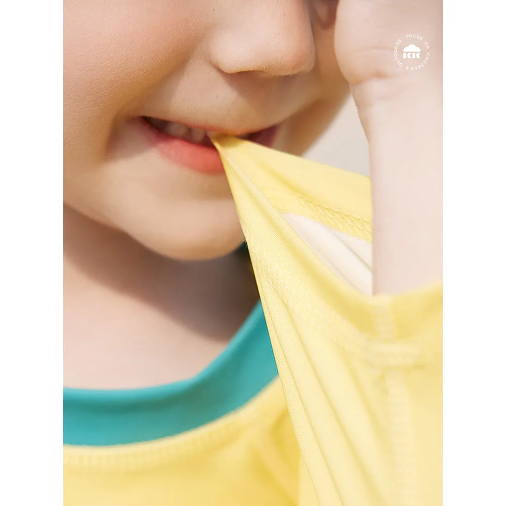 Little Surprise Box 3d Tail Yellow Volcano Dino Print Swimwear for Kids & Toddlers with UPF 50 