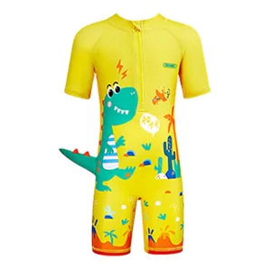 Little Surprise Box 3d Tail Yellow Volcano Dino Print Swimwear for Kids & Toddlers with UPF 50 
