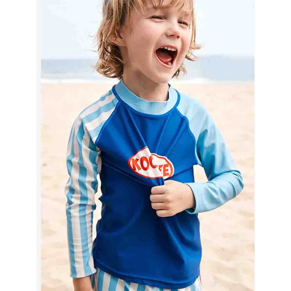 Little Surprise Box 3pcs Light Blue Stripes Swimsuit for Boys with UPF 50 