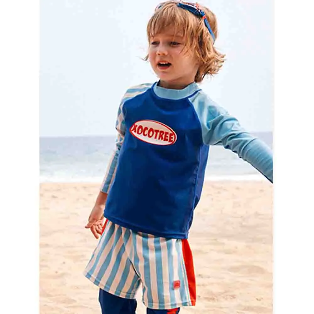 Little Surprise Box 3pcs Light Blue Stripes Swimsuit for Boys with UPF 50 