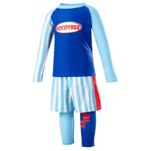 Little Surprise Box 3pcs Light Blue Stripes Swimsuit for Boys with UPF 50 
