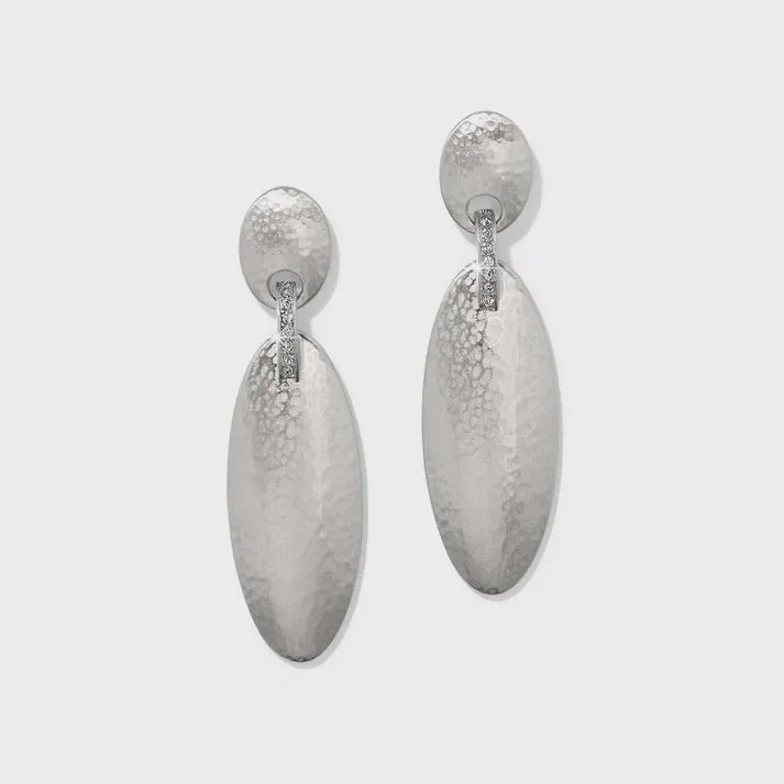 Meridian Orbit Oval Post Drop Earrings Silver