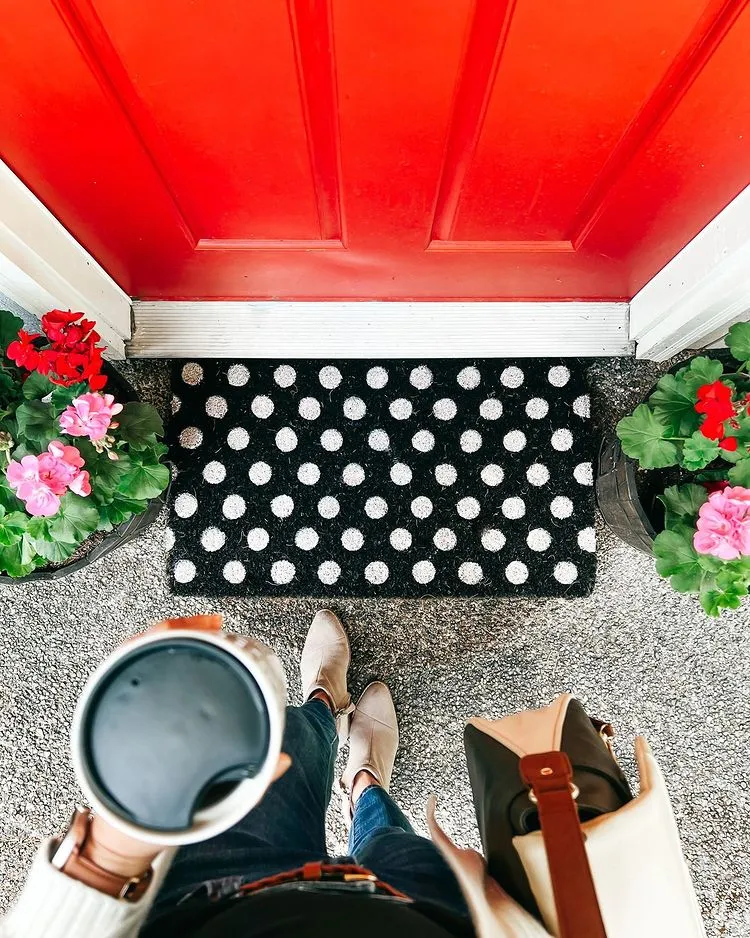 Polka Dots Handwoven Coco Doormat