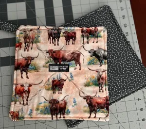 Texas Longhorn Pot Holders/Trivets with Loop